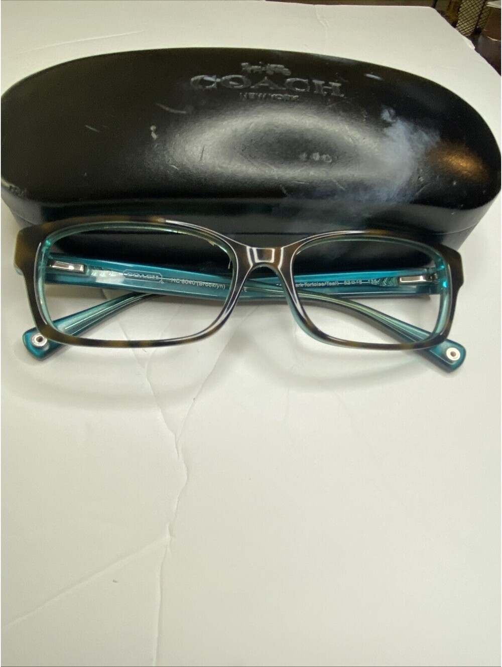 Coach HC6040 Brooklyn 5116 Dark Tortoise Teal Eyeglasses Frames 52-16-135